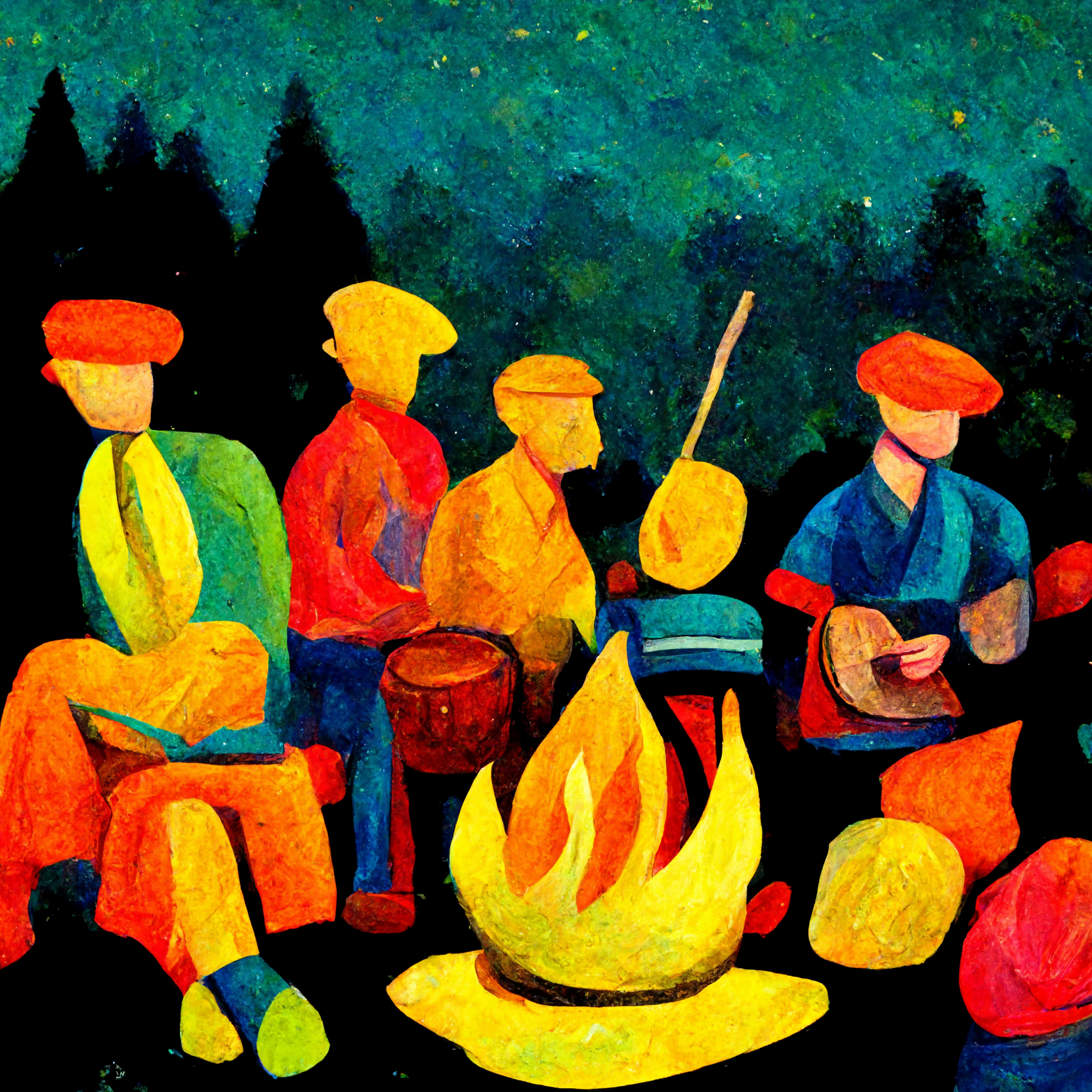 Jindra_bright_colors_cheerful_musicians_campfire_van_gogh_b57ad283-deed-4390-8229-852a88694738